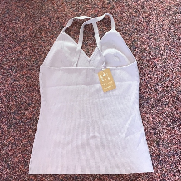 Lavender ribbed tank with criss-cross back - Picture 2 of 2